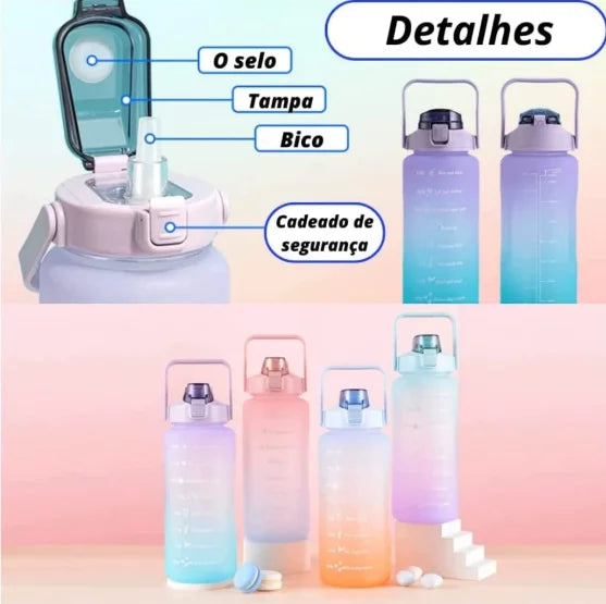 Kit da Garrafa de Água Squeeze Motivacional